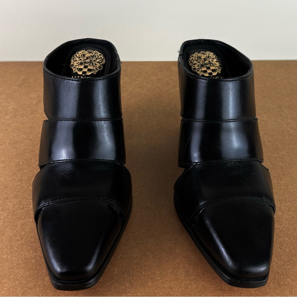 NEW VINCE CAMUTO BLACK LEATHER MULES - Picture 9 of 11